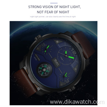 OULM Top Luxury Sport Chronograph Genuine Leather Watches Fashion Men's Watch 55mm Small Dial Light Quartz Wristwatch reloj